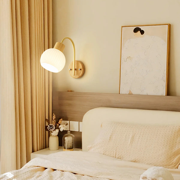 Japanese style wooden wall lamp