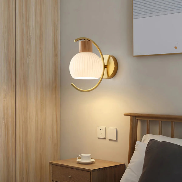 Japanese style wooden wall lamp