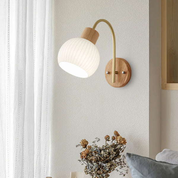 Japanese style wooden wall lamp