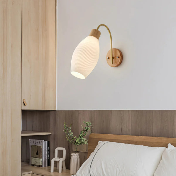 Japanese style wooden wall lamp
