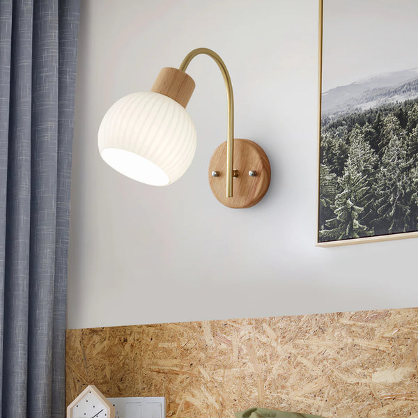 Japanese style wooden wall lamp