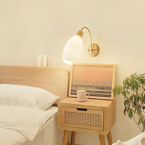 Japanese style wooden wall lamp