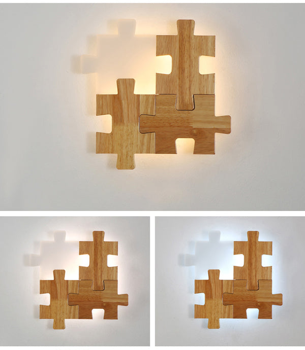 Jigsaw Wooden Wall Light