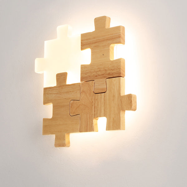 Jigsaw Wooden Wall Light
