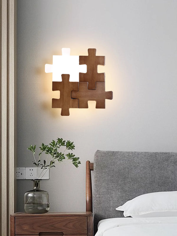 Jigsaw Wooden Wall Light