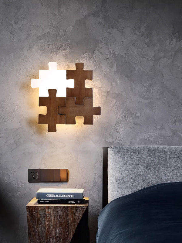 Jigsaw Wooden Wall Light