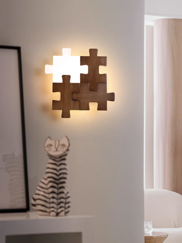 Jigsaw Wooden Wall Light