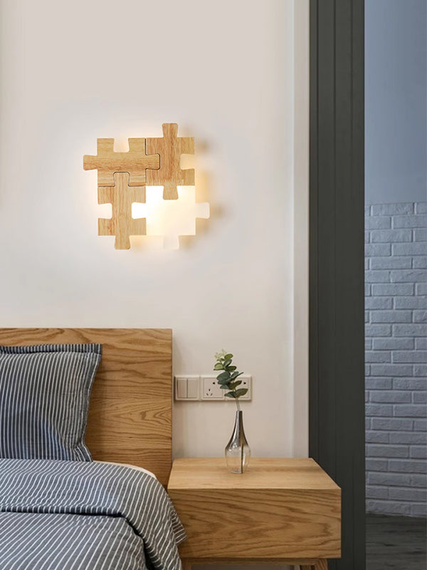Jigsaw Wooden Wall Light