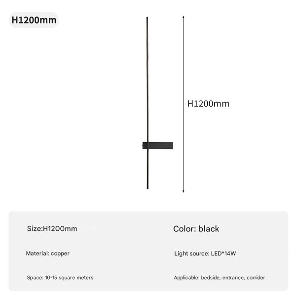 Minimalist all-copper long strip wall lamp