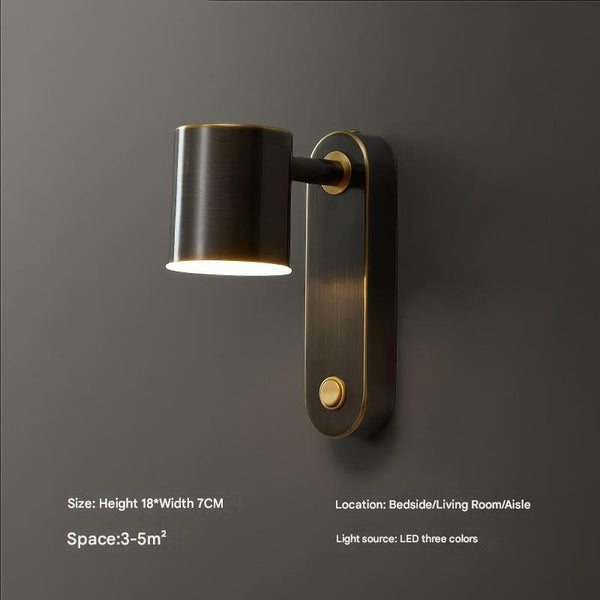 Applique murale de chambre à LED tout en cuivre