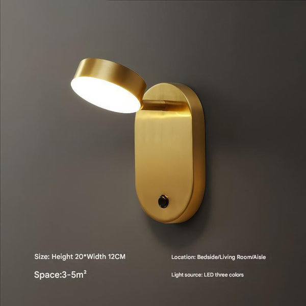 Applique murale de chambre à LED tout en cuivre