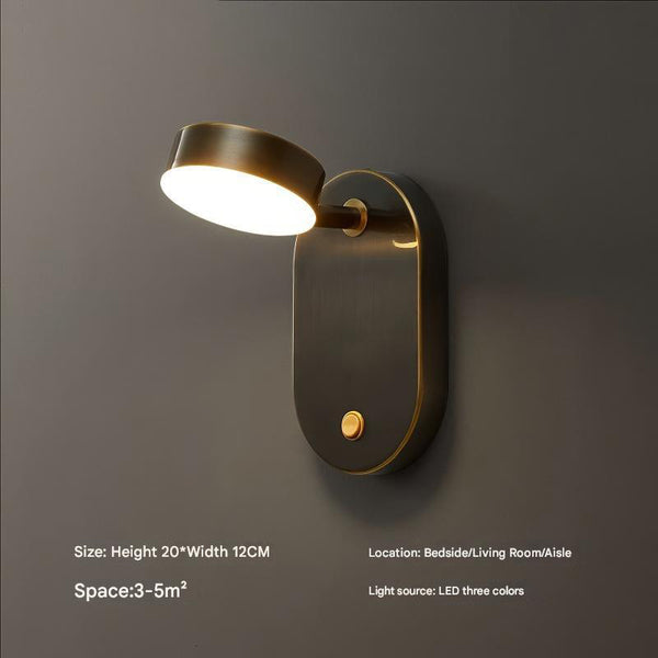 Applique murale de chambre à LED tout en cuivre