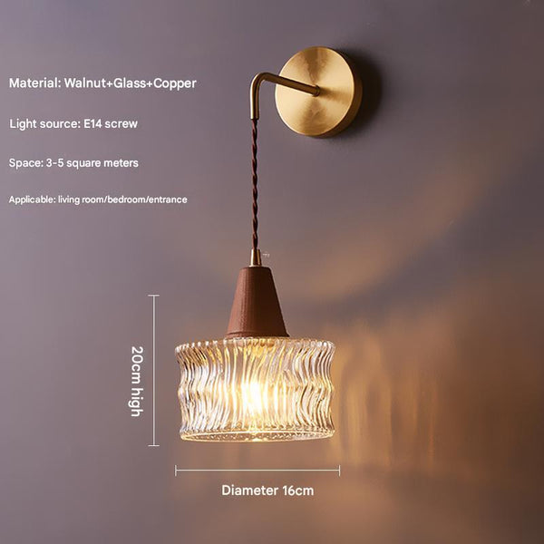 Wandlampe aus Massivholz im japanischen Stil komplett aus Kupfer