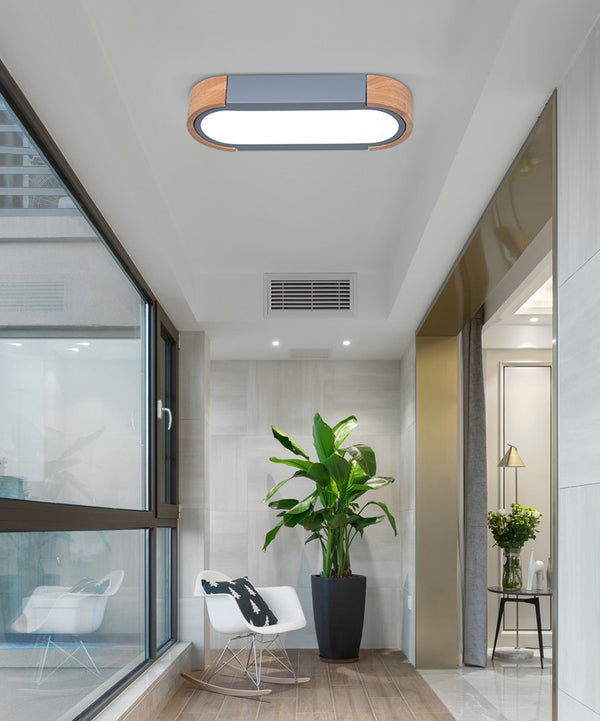 Plafonnier à bande encastrée simple couleur macaron bois acrylique