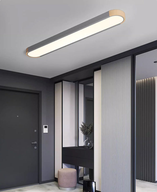 Plafonnier à bande encastrée simple couleur macaron bois acrylique