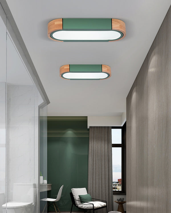 Plafonnier à bande encastrée simple couleur macaron bois acrylique