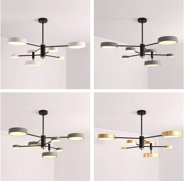 Lustre LED rond en métal