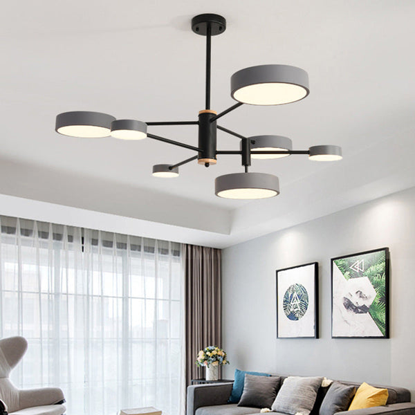 Lustre LED rond en métal