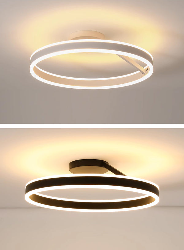 Moderne minimalistische runde Deckenlampe, Weiß & Schwarz