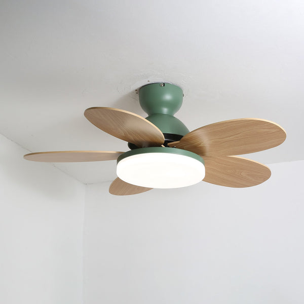 Multi-color petal ceiling fan lamp