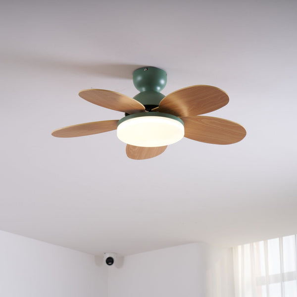 Multi-color petal ceiling fan lamp