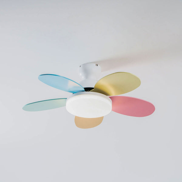 Multi-color petal ceiling fan lamp