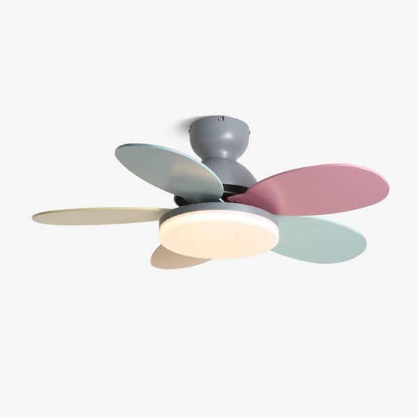 Multi-color petal ceiling fan lamp