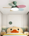 Multi-color petal ceiling fan lamp