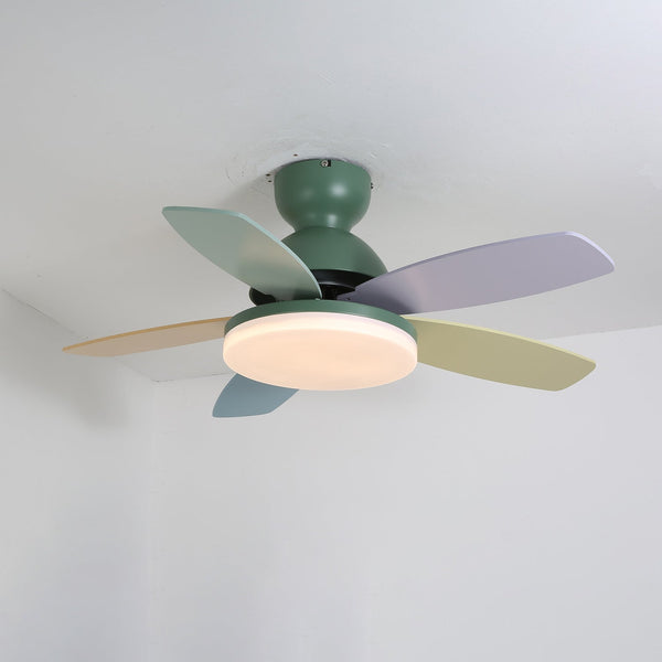 Multi-color petal ceiling fan lamp