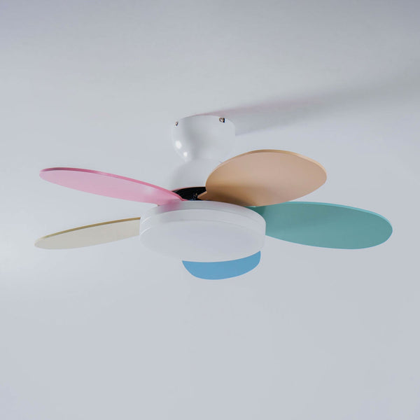 Multi-color petal ceiling fan lamp