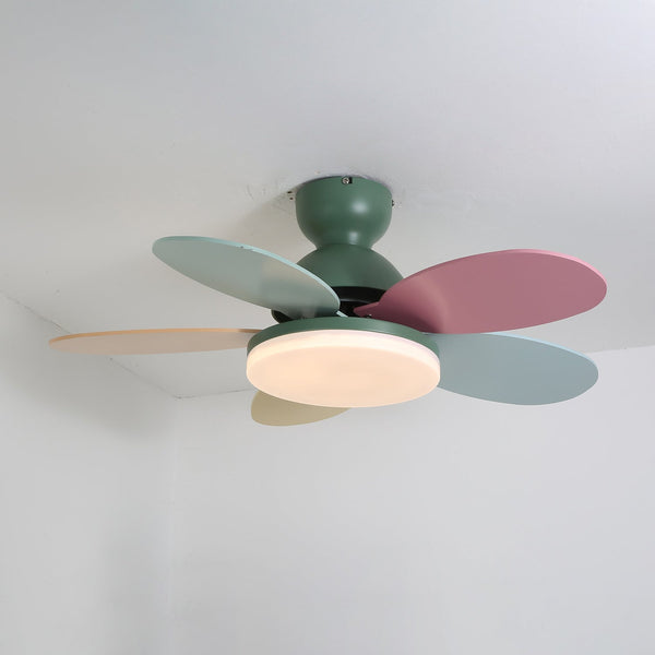 Multi-color petal ceiling fan lamp