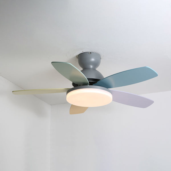 Multi-color petal ceiling fan lamp