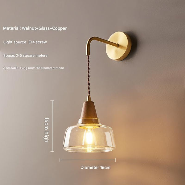 Wandlampe aus Massivholz im japanischen Stil komplett aus Kupfer