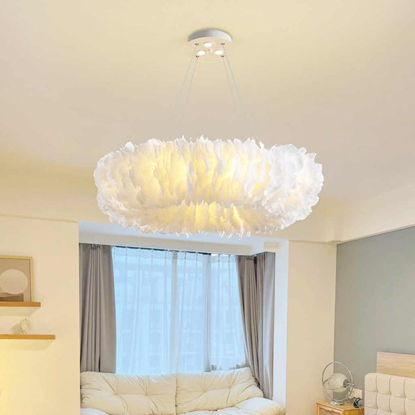 Natural feather soft light Pendant light