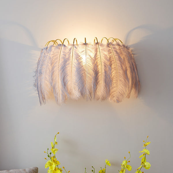 Nordic Feather Bedroom Bedside Wall Lamp