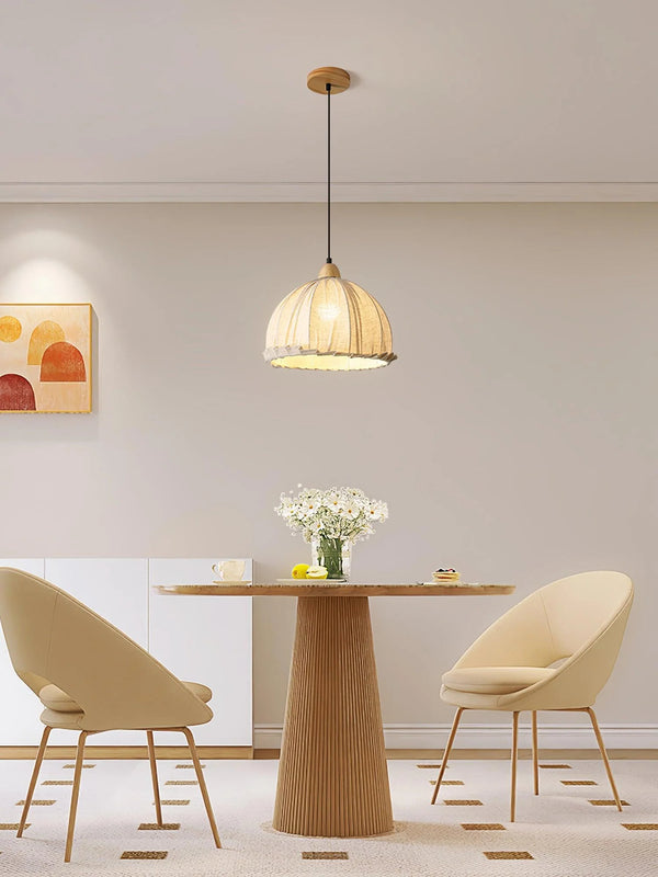 Nordic natural wood - fabric pendant light