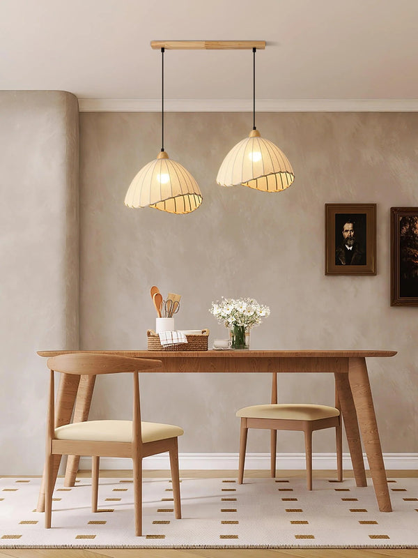 Nordic natural wood - fabric pendant light