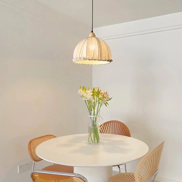 Nordic natural wood - fabric pendant light