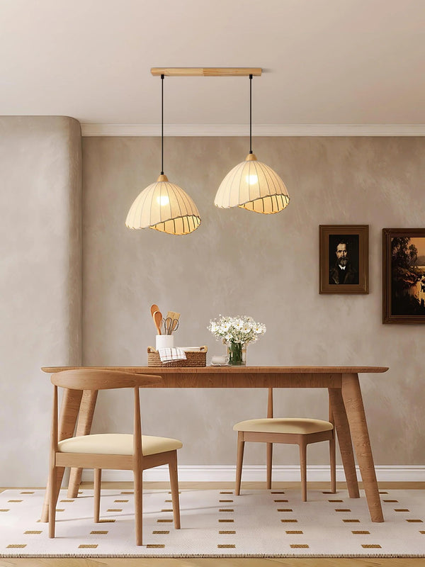 Nordic natural wood - fabric pendant light