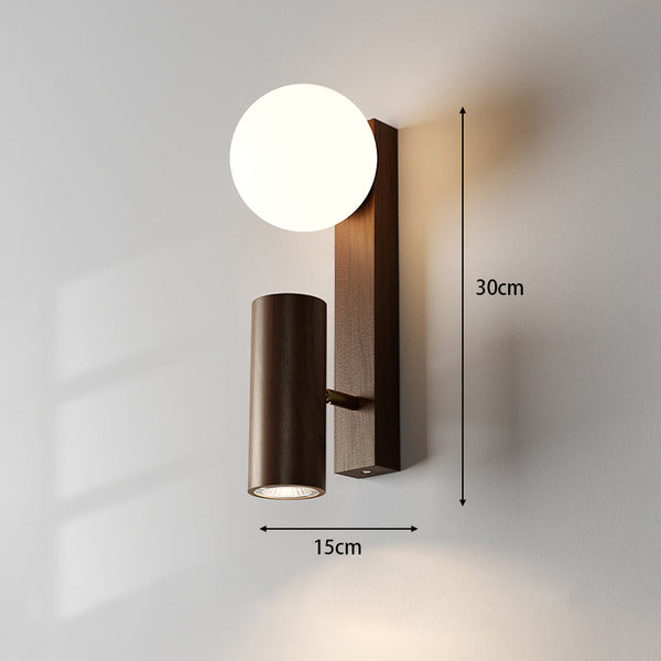 Nordic solid wood bedroom wall lamp