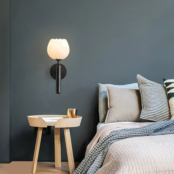 Nordic style bedroom flower bud wall lamp