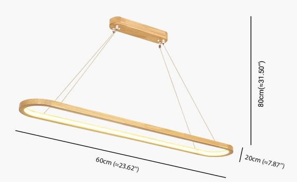 Ovale Pendelleuchte aus Massivholz