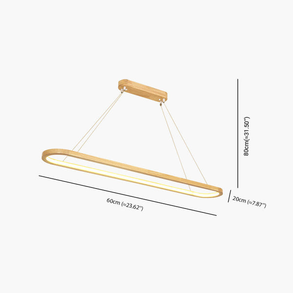 Ovale Pendelleuchte aus Massivholz