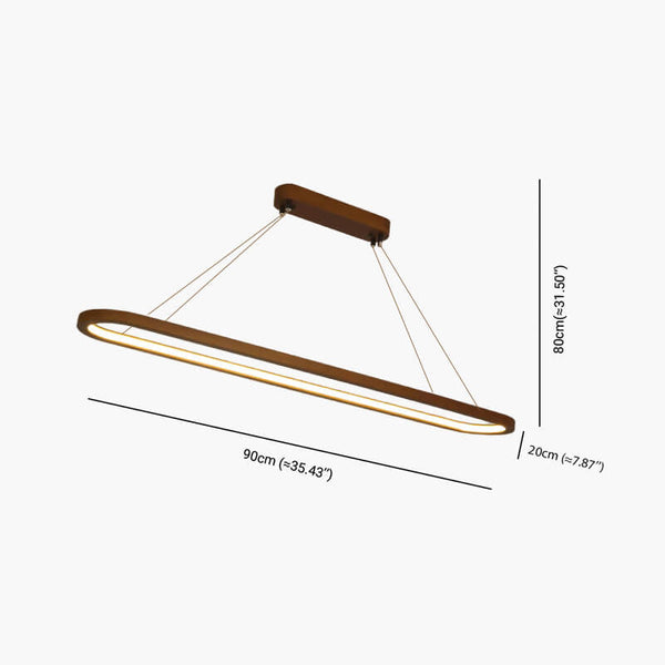 Ovale Pendelleuchte aus Massivholz