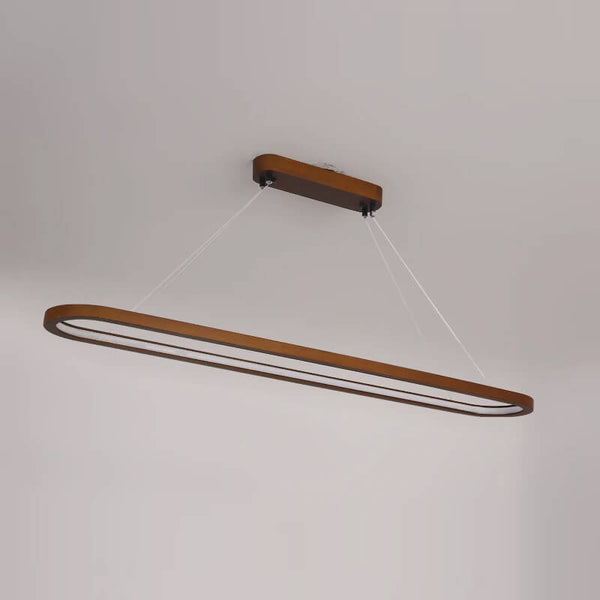 Ovale Pendelleuchte aus Massivholz