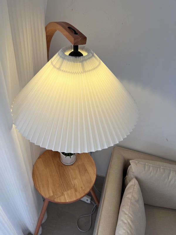Pleated Shade & Solid Wood Floor Lamp