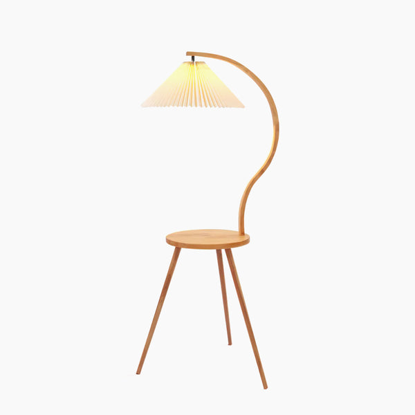Pleated Shade & Solid Wood Floor Lamp