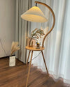 Pleated Shade & Solid Wood Floor Lamp