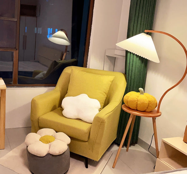 Pleated Shade & Solid Wood Floor Lamp
