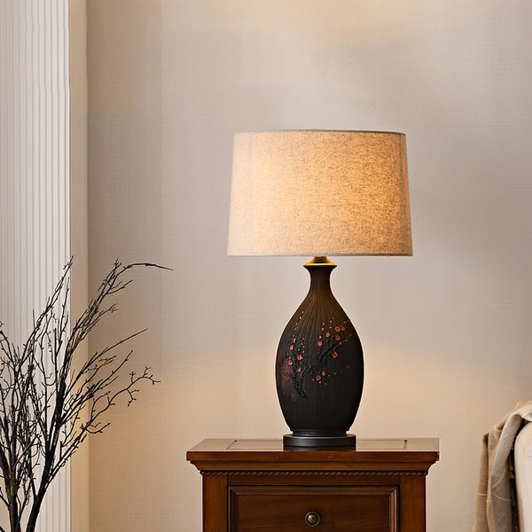 Study Red Plum Ceramic Art Table Lamp